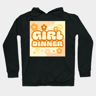 Tiktok Girl Dinner Meme Retro Themed Flower Power Hoodie